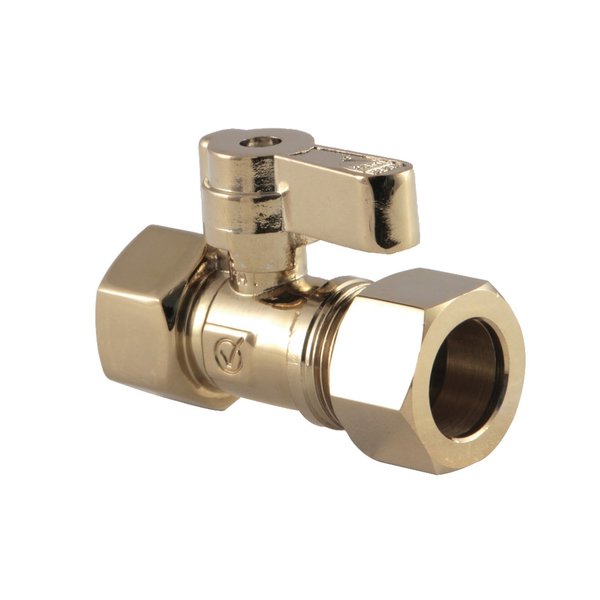 Kingston Brass KF4515PB 1/2-Inch IPS X 5/8-Inch OD Comp Straight Stop Valve, Polished Brass KF4515PB